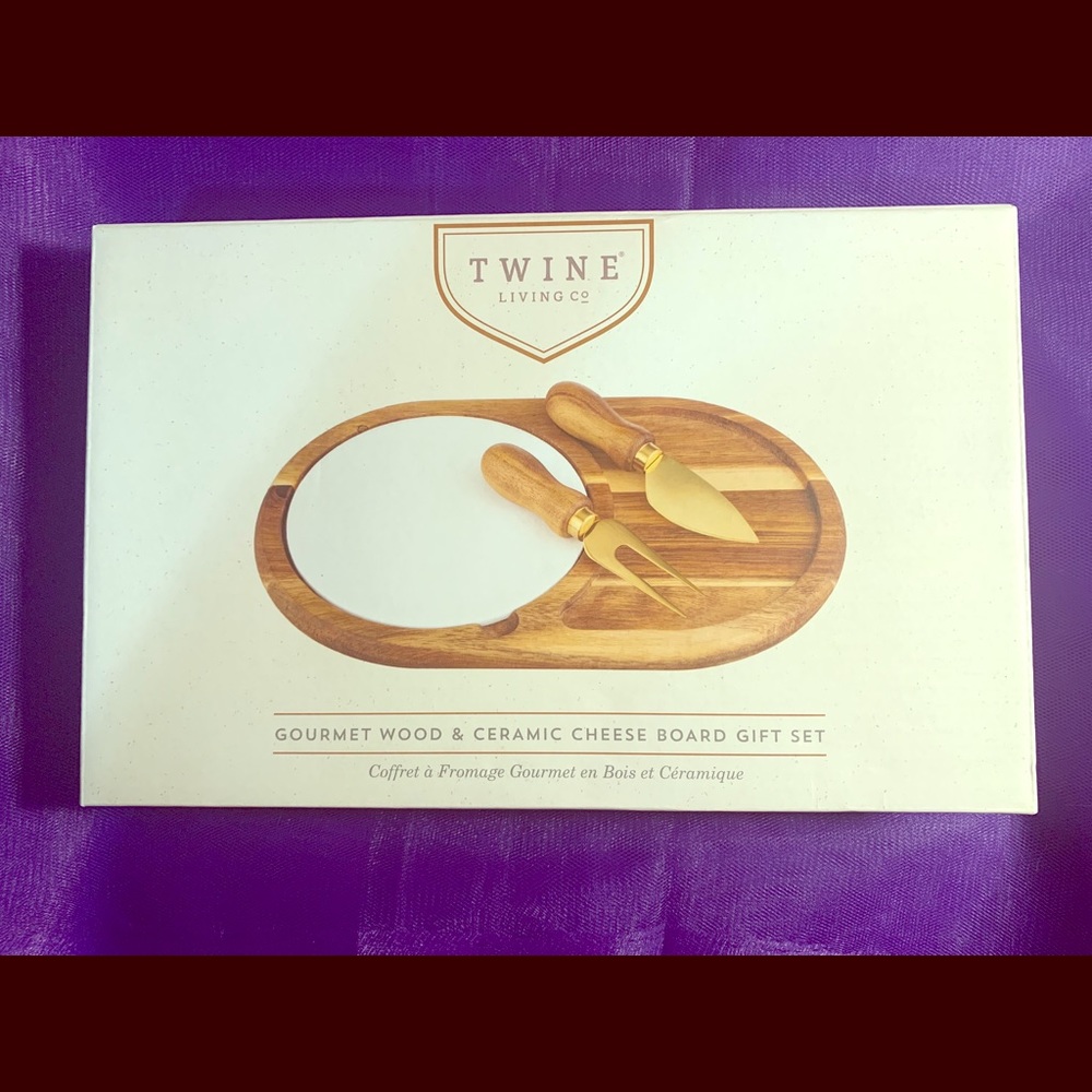 Gourmet Wood & Ceramic Cheese Board gift set